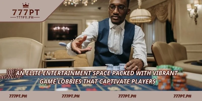 An elite entertainment space packed with vibrant game lobbies that captivate players